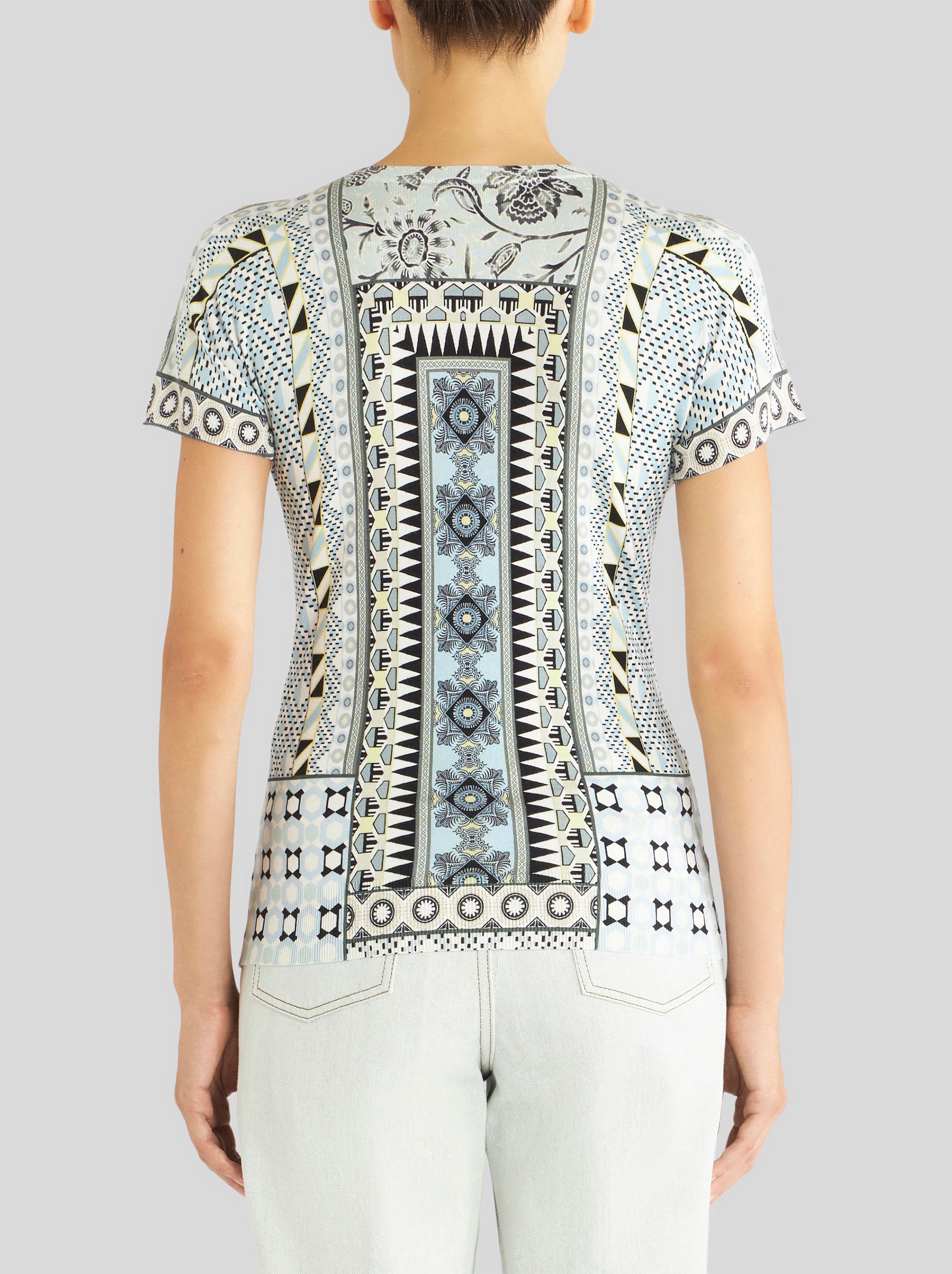 PATCHWORK SILK SHORT-SLEEVED JUMPER - 4