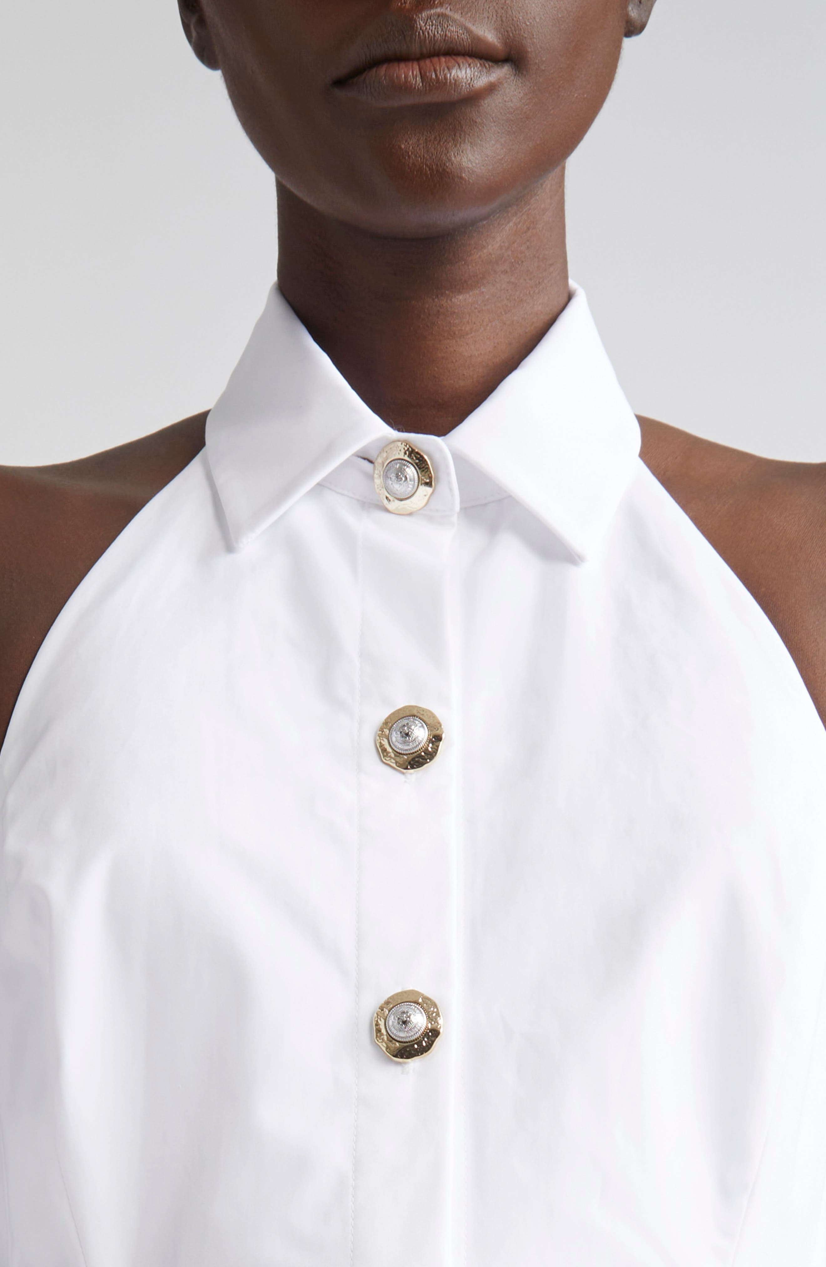 Balmain A-line backless poplin dress in White at Nordstrom - 4