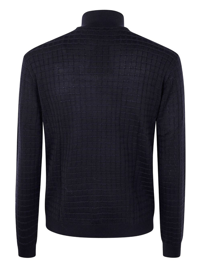 EMPORIO ARMANI grid-pattern zip-up cardigan outlook