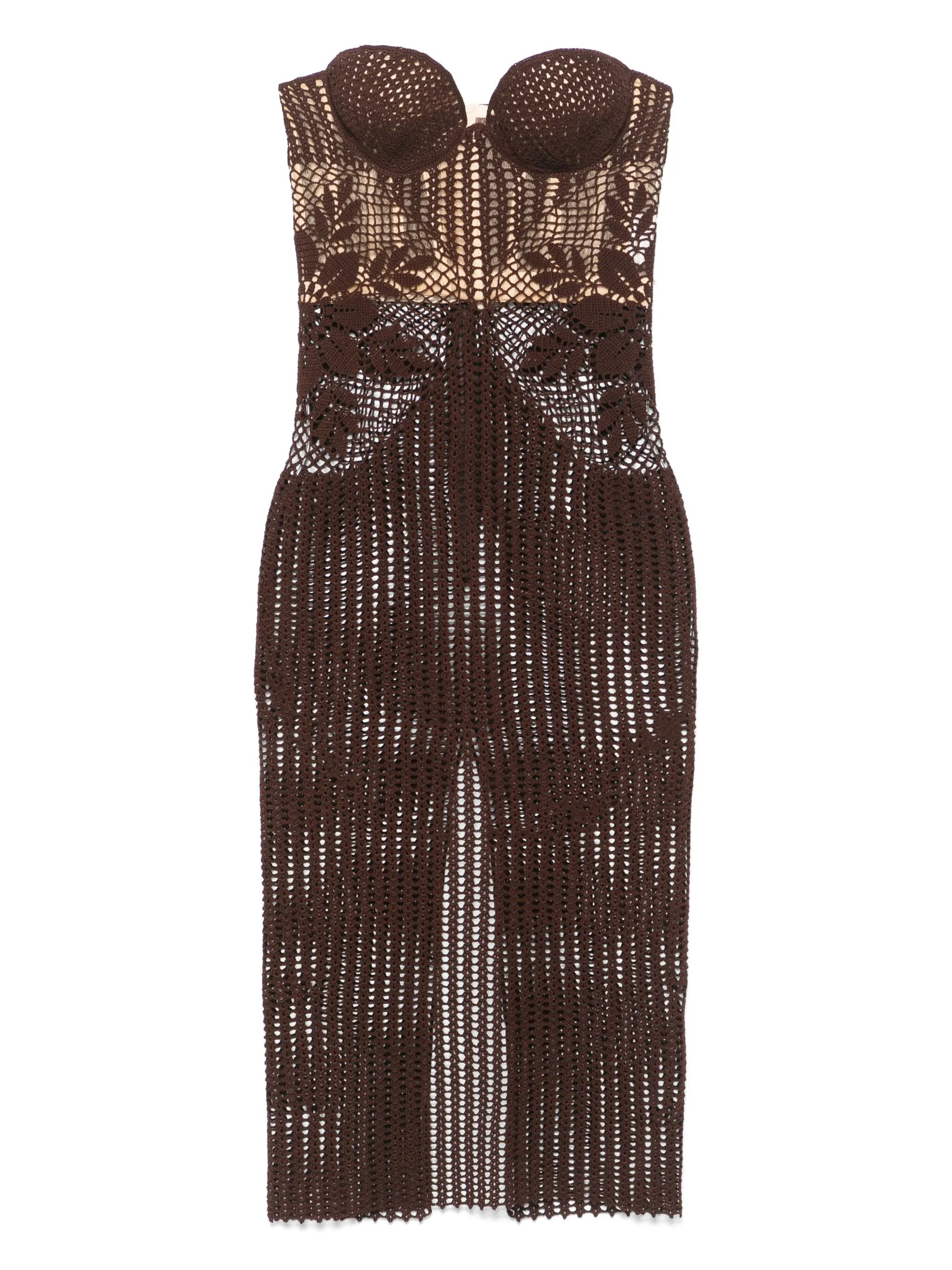 strapless crochet midi dress - 1