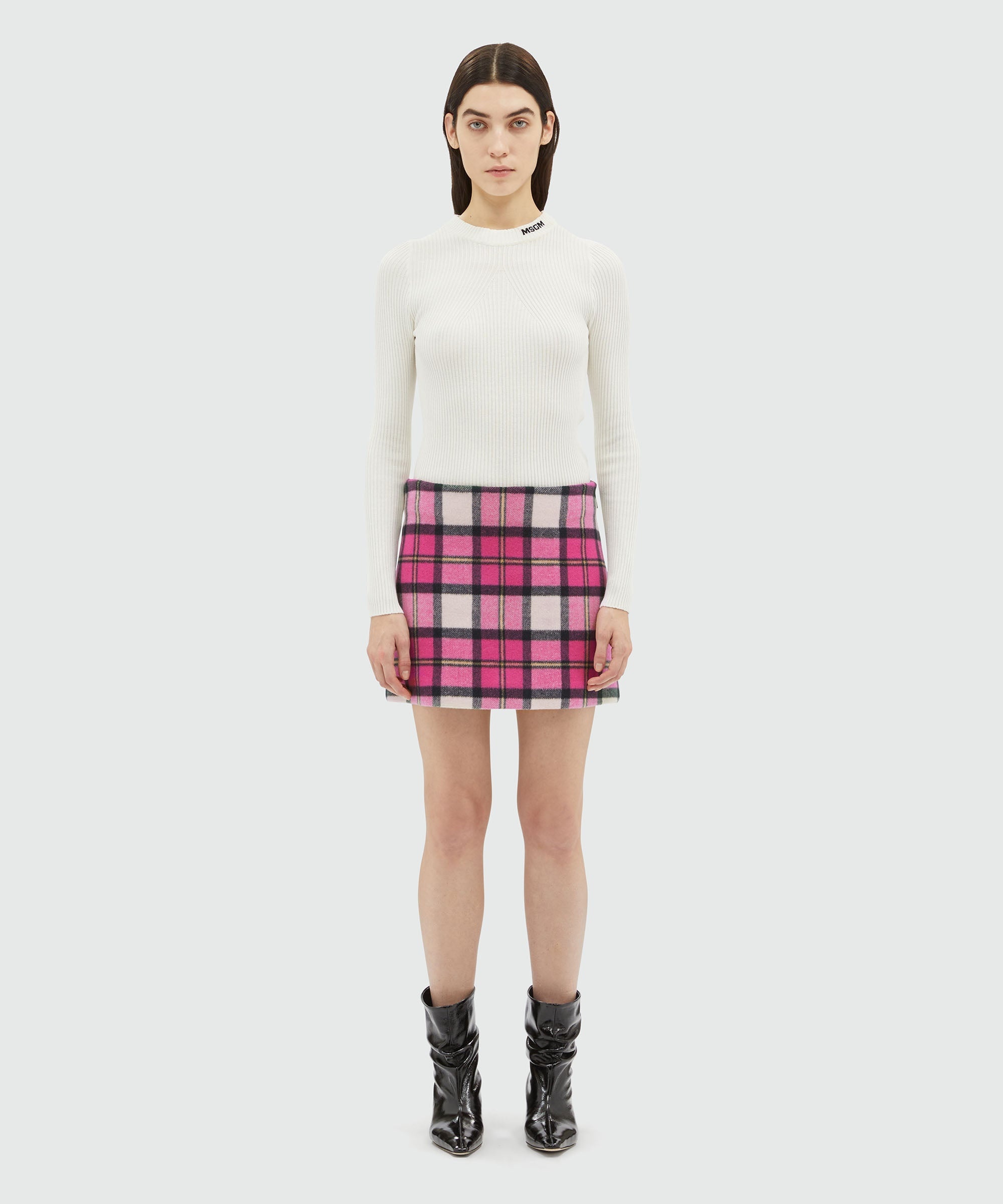 Maxi check woolen cloth miniskirt - 2