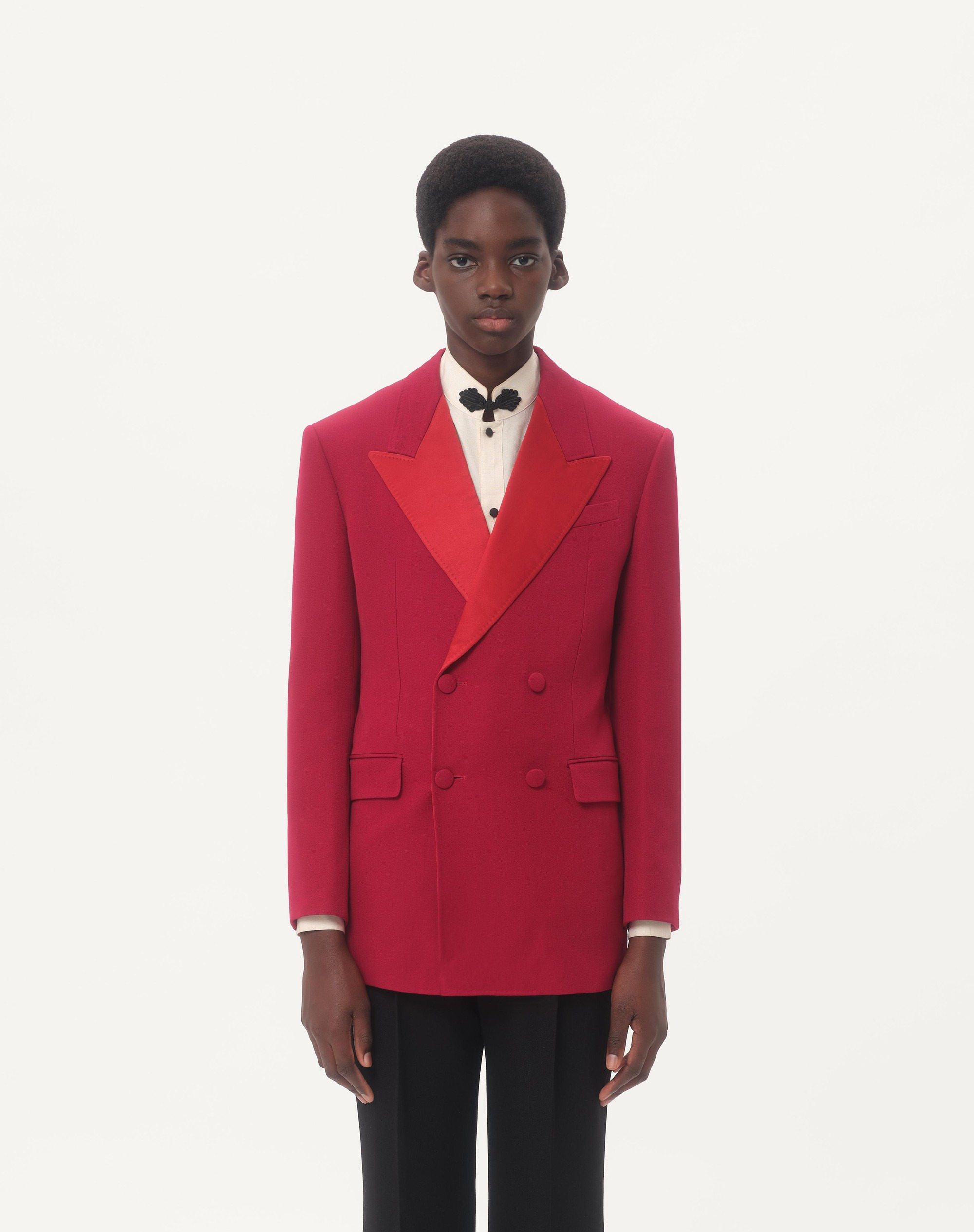 DOUBLE-BREASTED GRAIN DE POUDRE WOOL JACKET - 6
