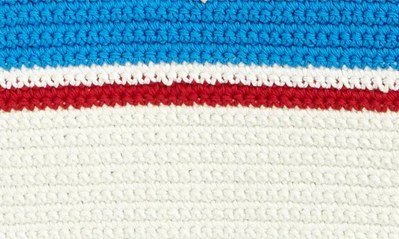 Stripe Crochet Tote Bag in White /Blue Multi - 6