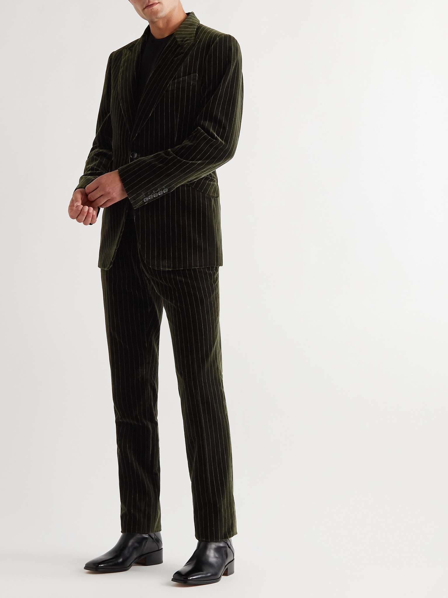 Shelton Slim-Fit Pinstriped Cotton-Velvet Suit Jacket - 2