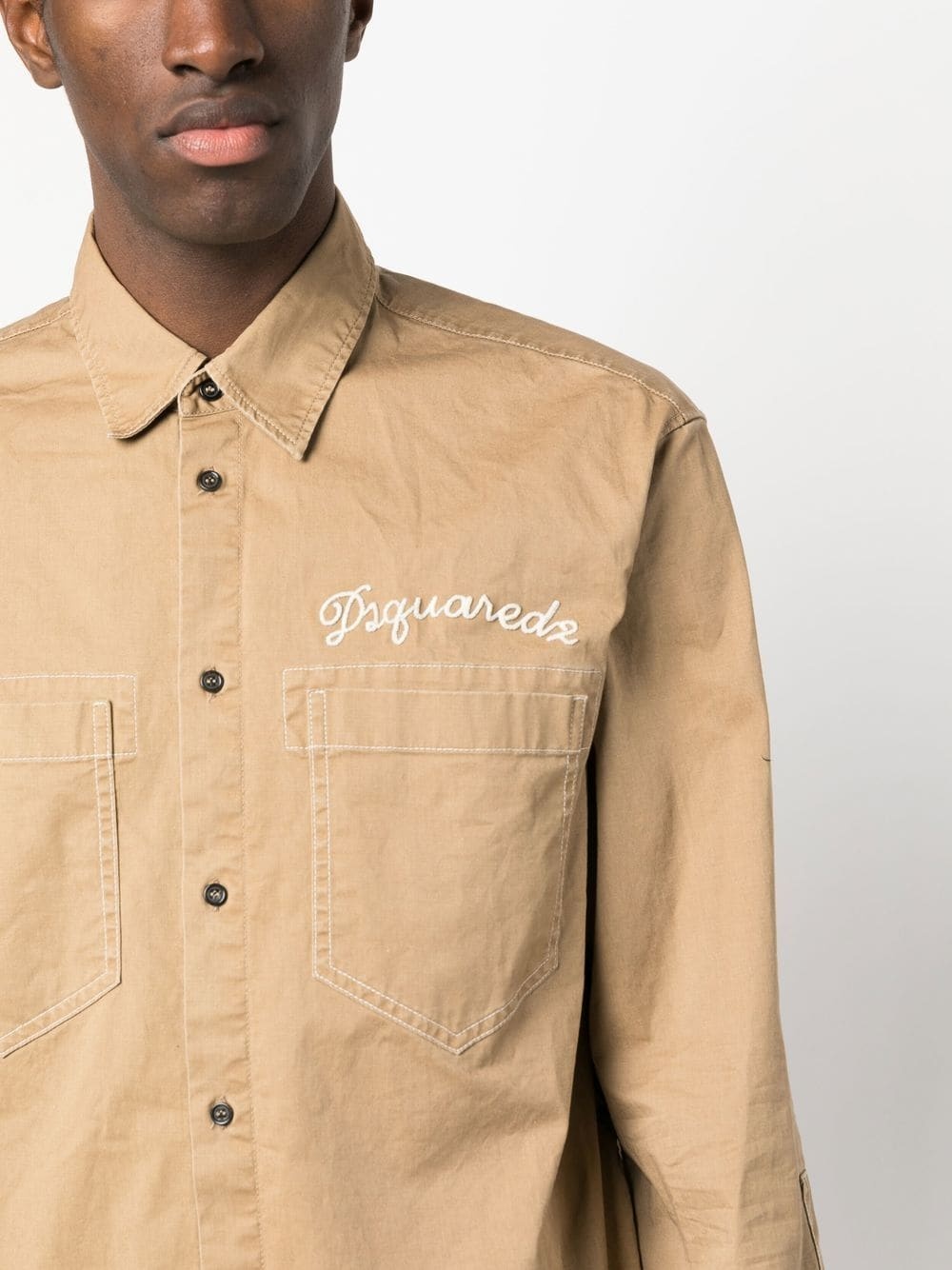 logo-embroidered button-up shirt - 5