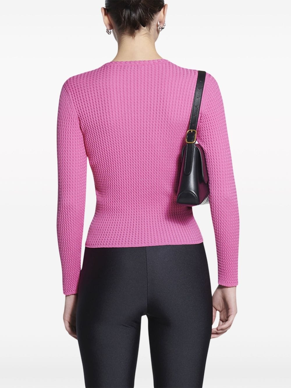 round-neck waffle-knit jumper - 4