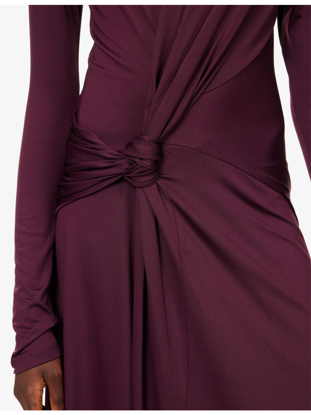 Draped Long-Sleeves Stretch-Woven Midi Dress - 6