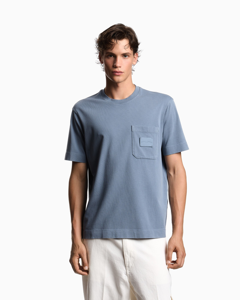 EMPORIO ARMANI ASV JERSEY T-SHIRT WITH LEATHER LOGO PATCH outlook