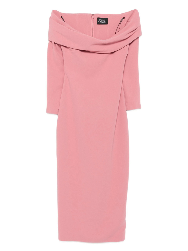 Solace London Yuni Off-shoulder Draped Midi Dress 1