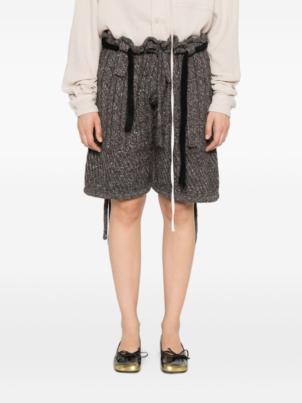 cable-knit drawstring shorts - 3