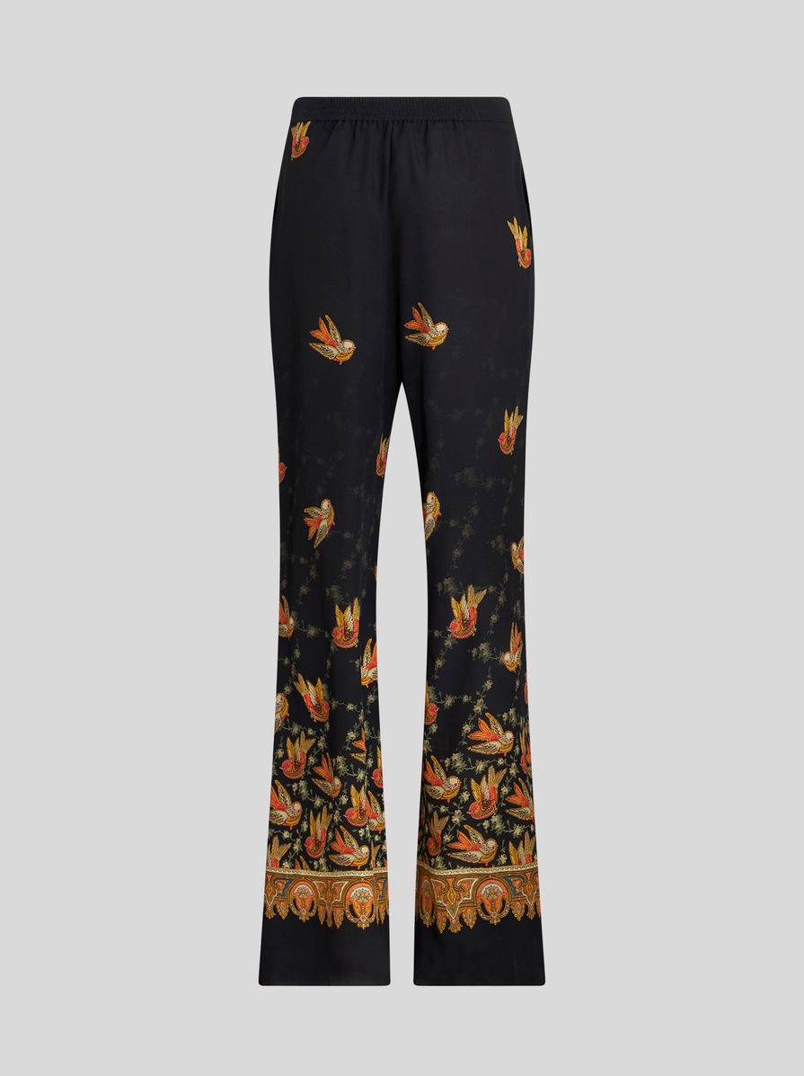 PRINTED CRÊPE DE CHINE PALAZZO TROUSERS - 5