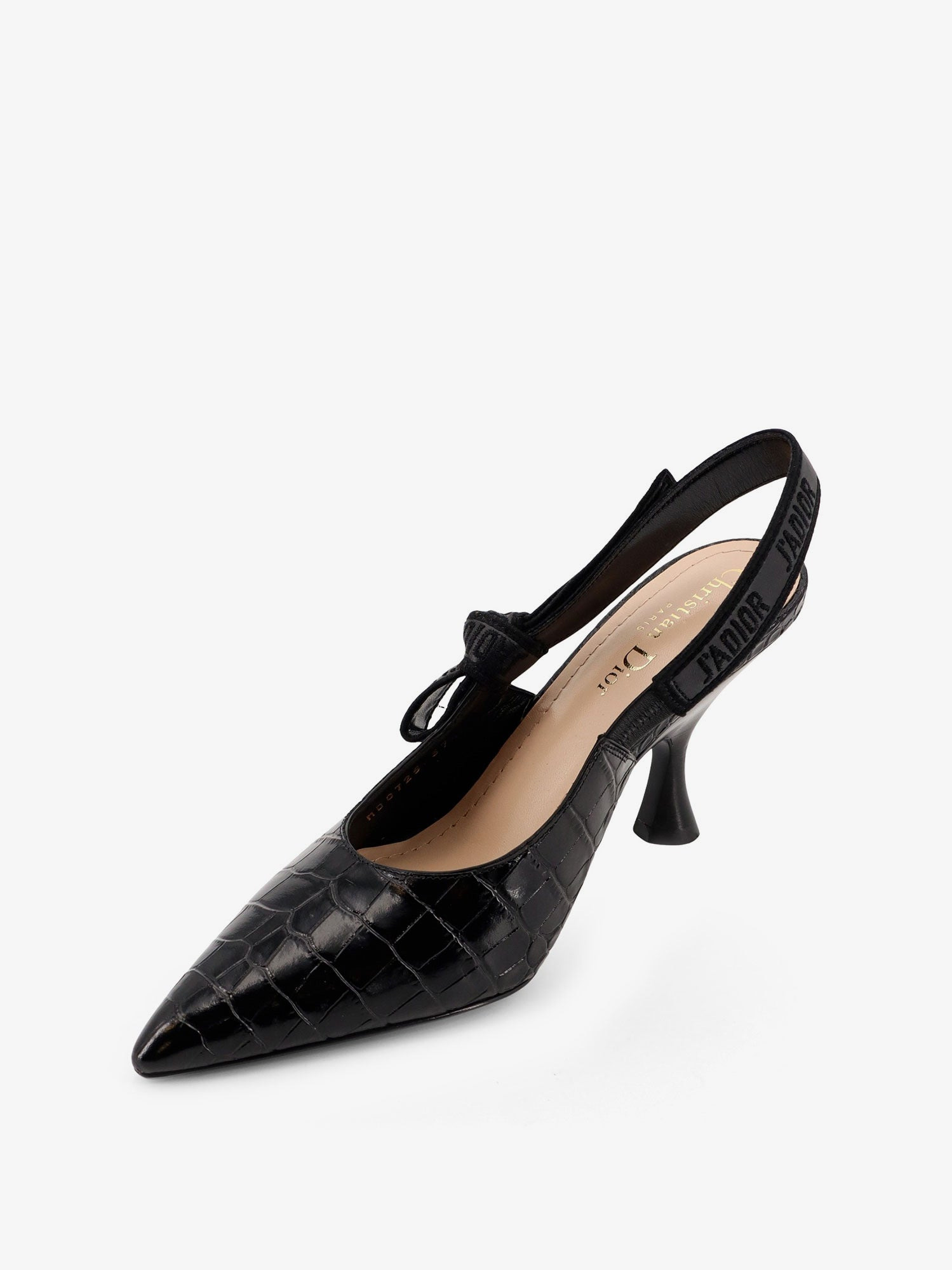 Dior J'Adior Leather Slingback Pumps With Croco Effect - 4