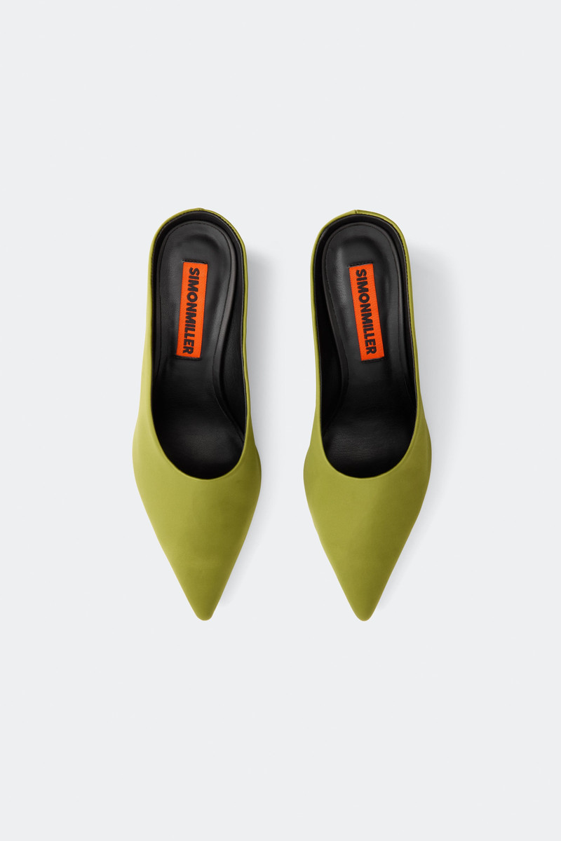 SIMONMILLER Satin Pointed Gala Wedge In Moss outlook