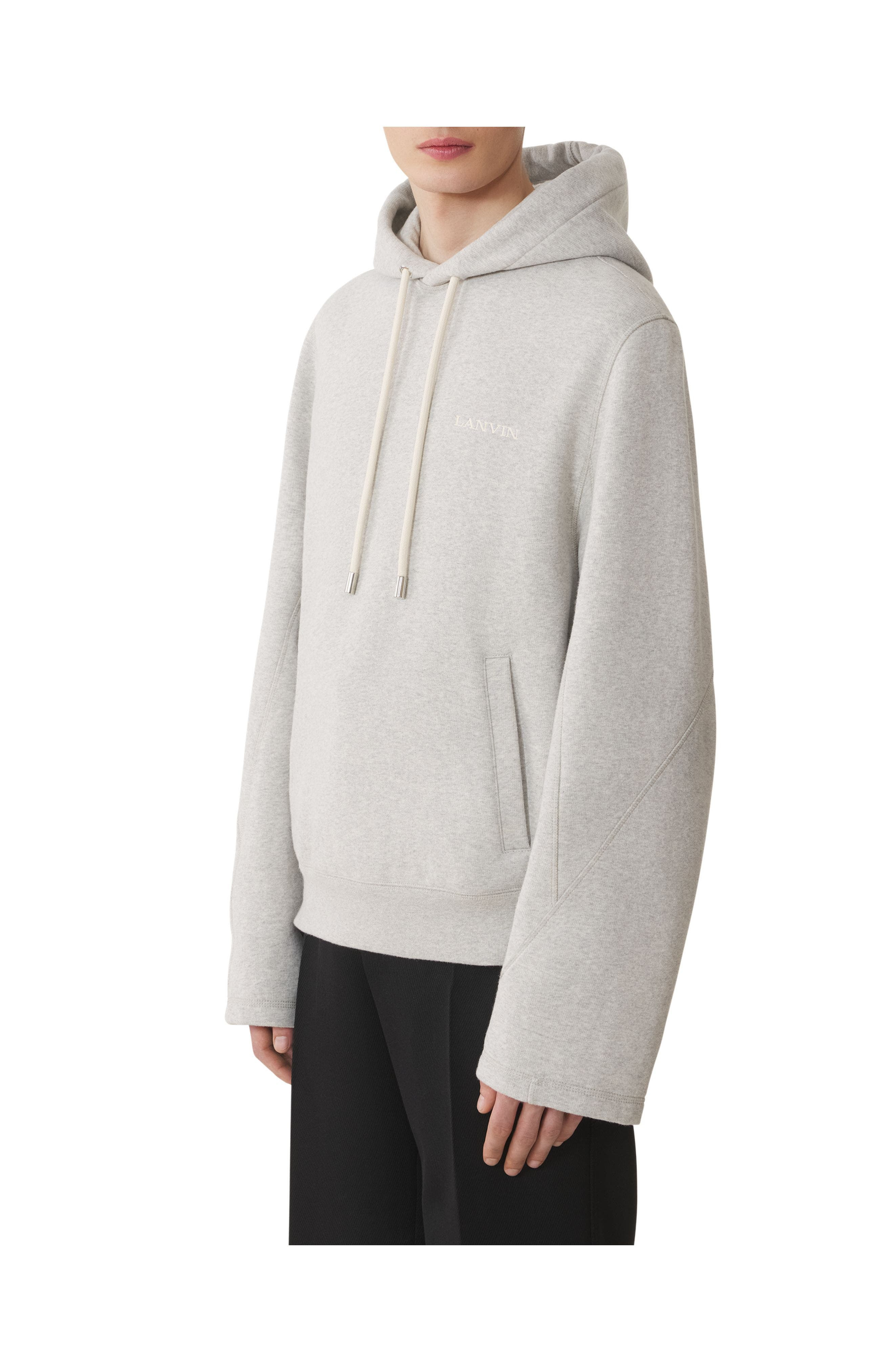 Lanvin Cotton Fleece And Cashmere Hoodie in Heather Grey at Nordstrom - 3