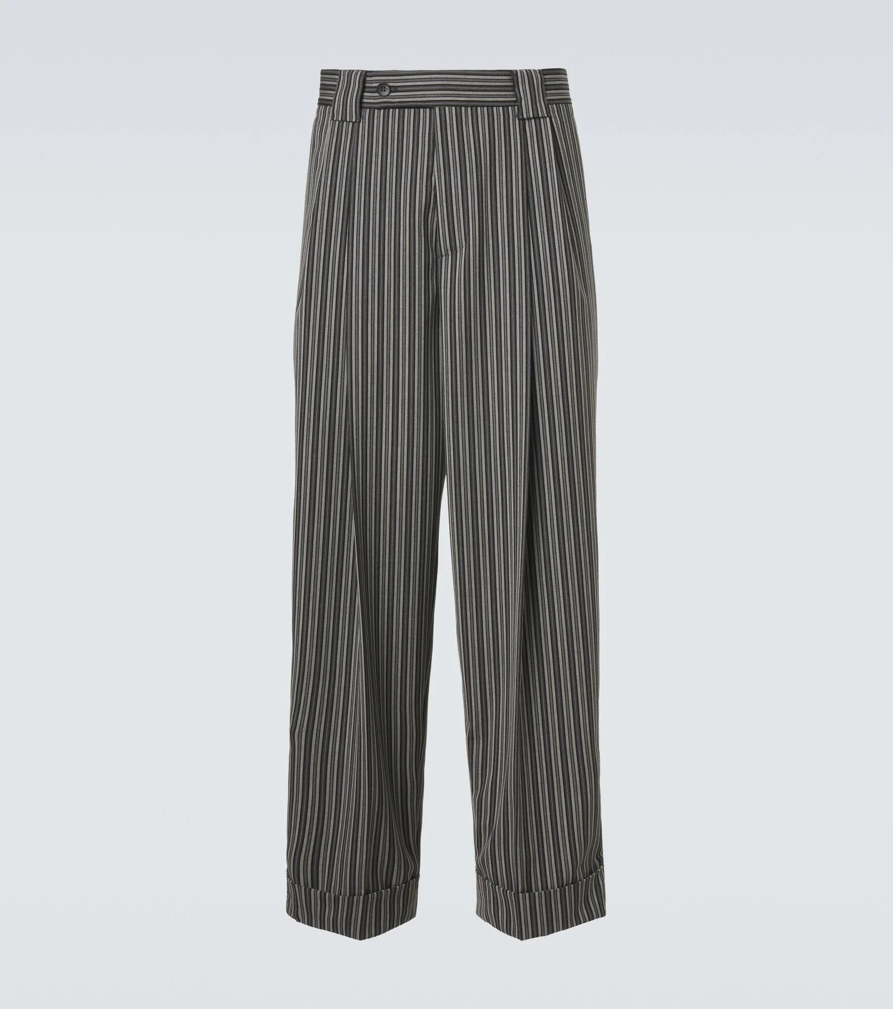 Striped virgin wool straight pants - 1