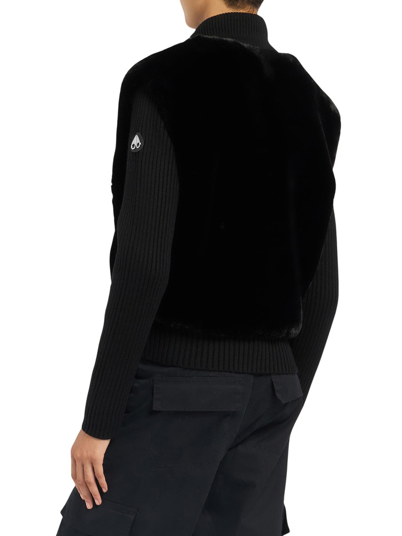 Women's Dua Bunny Faux Fur Zip Sweater - Black 4