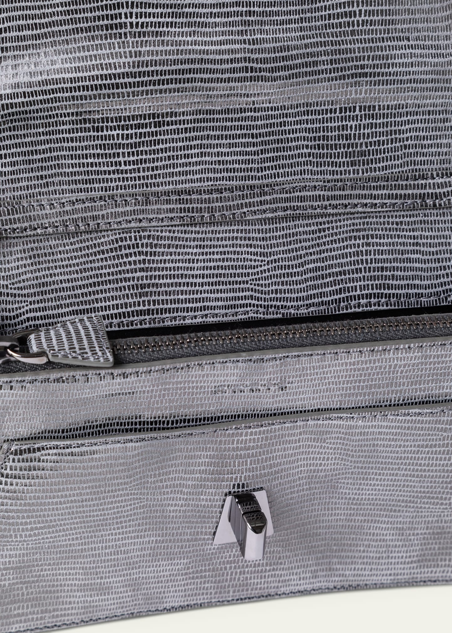 Anouk Lizard-Print Clutch Bag w/ Chain - 4
