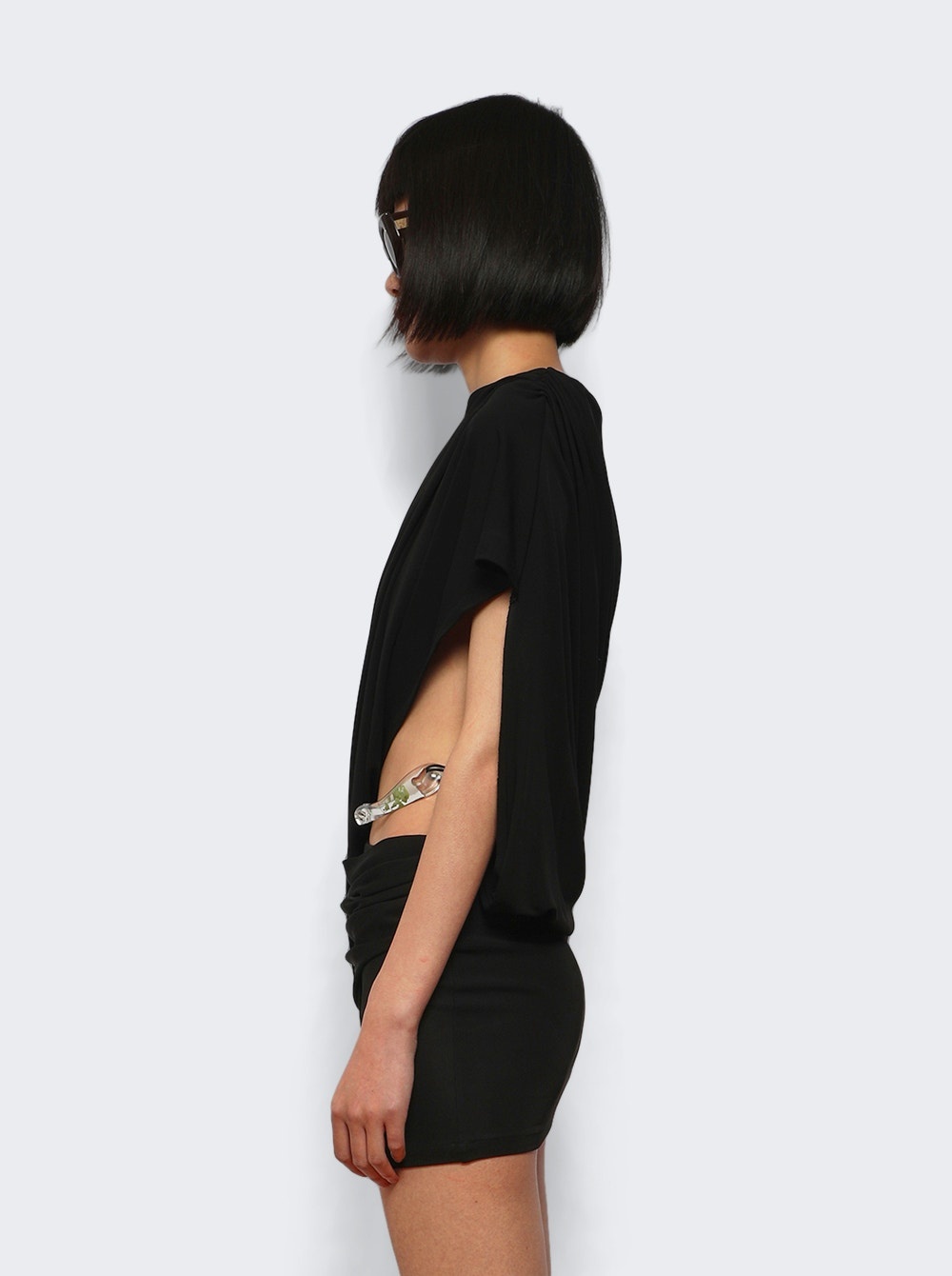Encased Nature Resin Draped Jersey Dress Black - 3