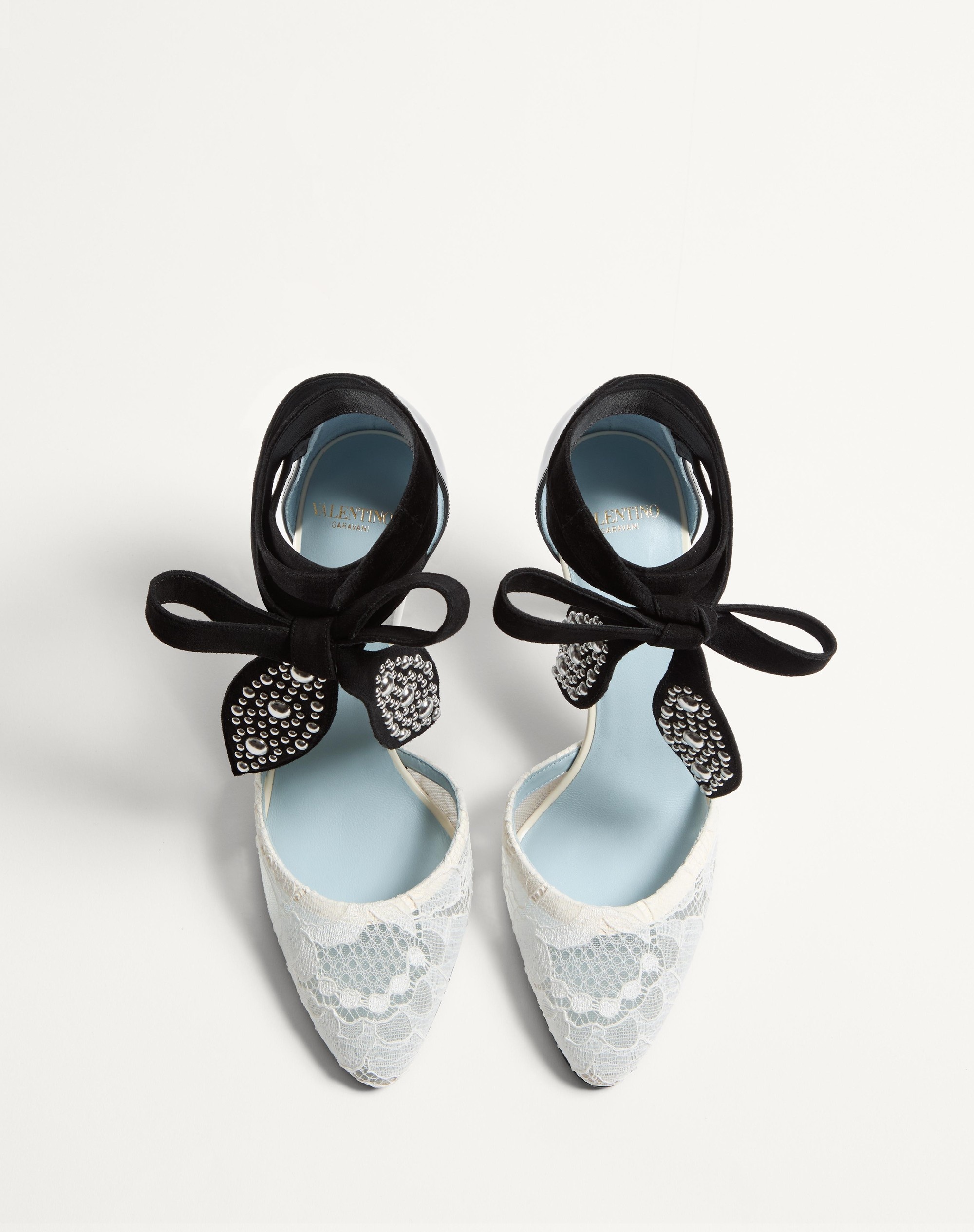 FOLIEFOLIAGE PUMPS IN ABRASIVE CALFSKIN AND LACE 85MM - 3