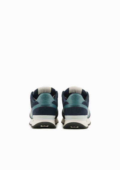 EMPORIO ARMANI Mesh and suede sneakers with side eagle outlook