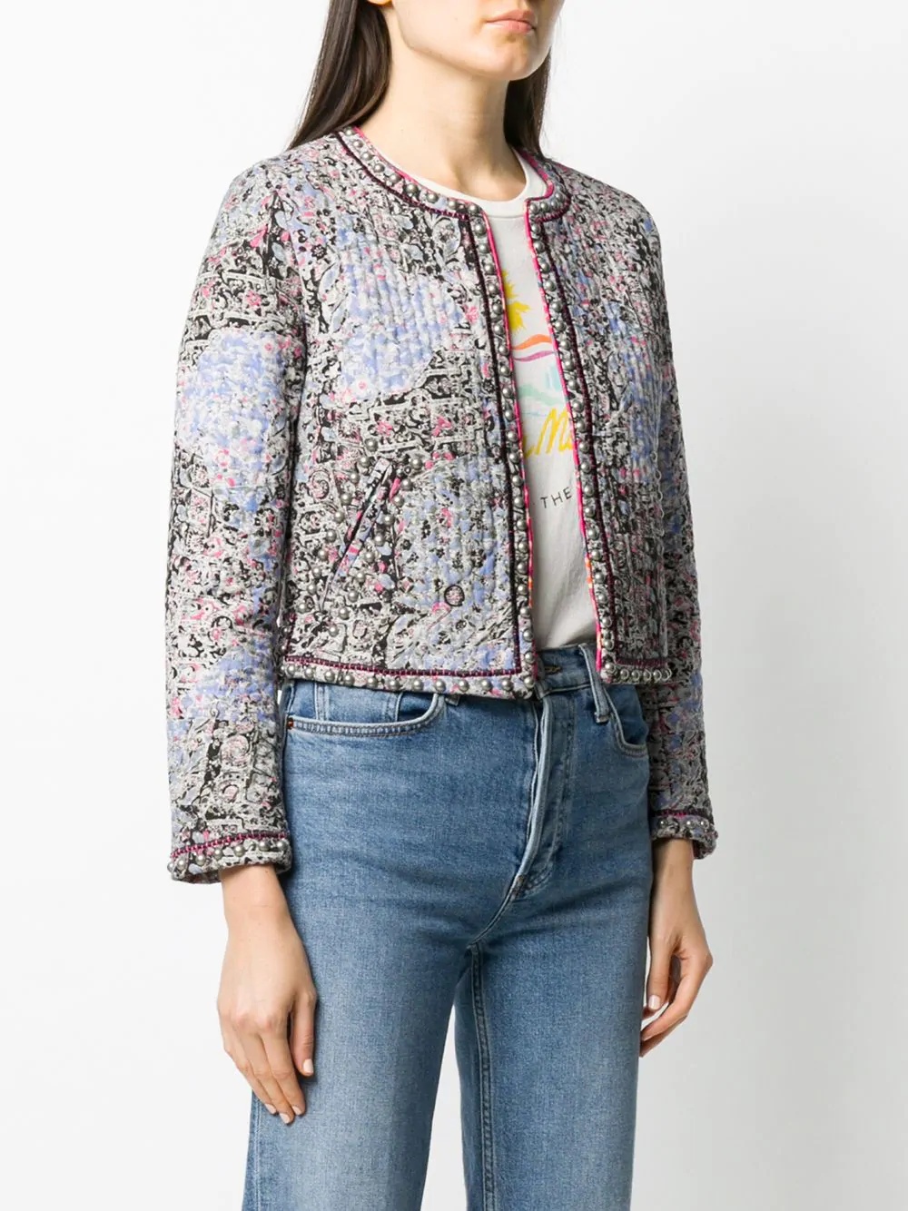 paisley print cropped jacket - 3