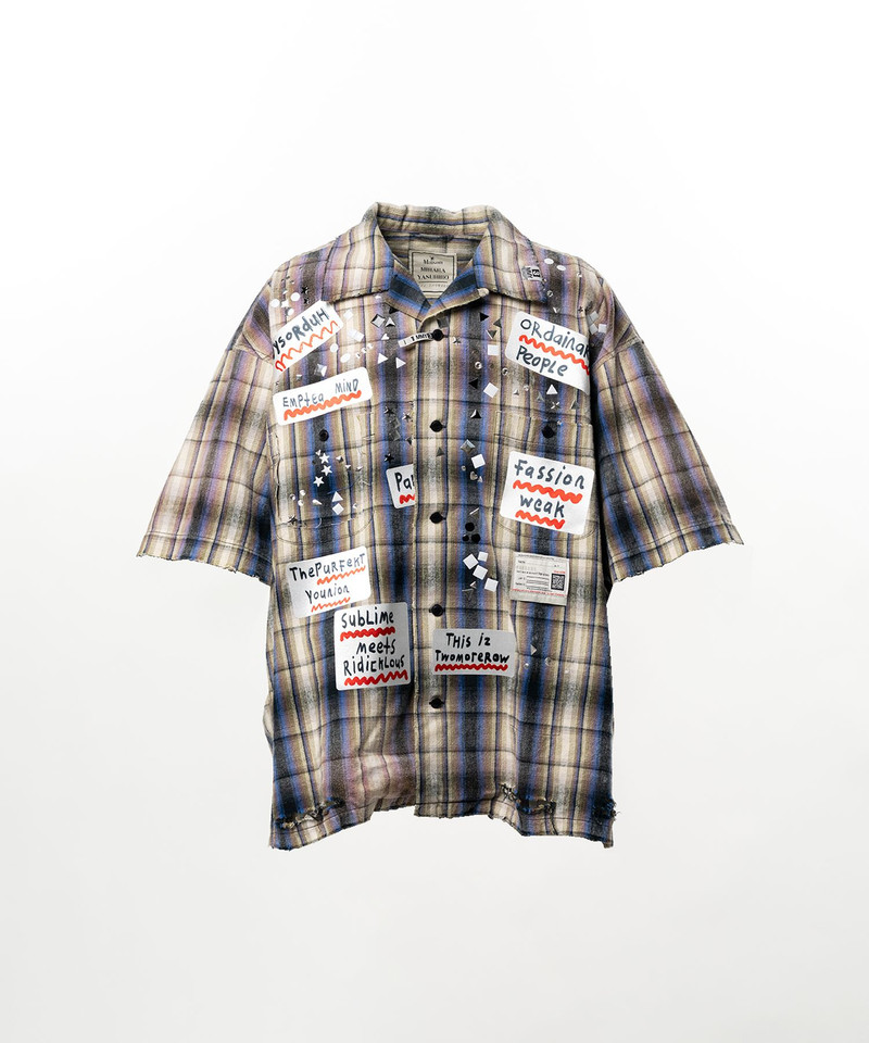 Embellished Sticker Short Sleeve Check Shirt 20