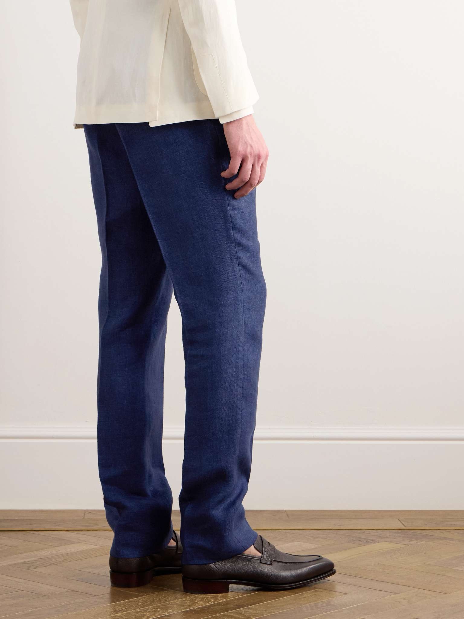 Dobby Byron Straight-Leg Pleated Linen Trousers - 4
