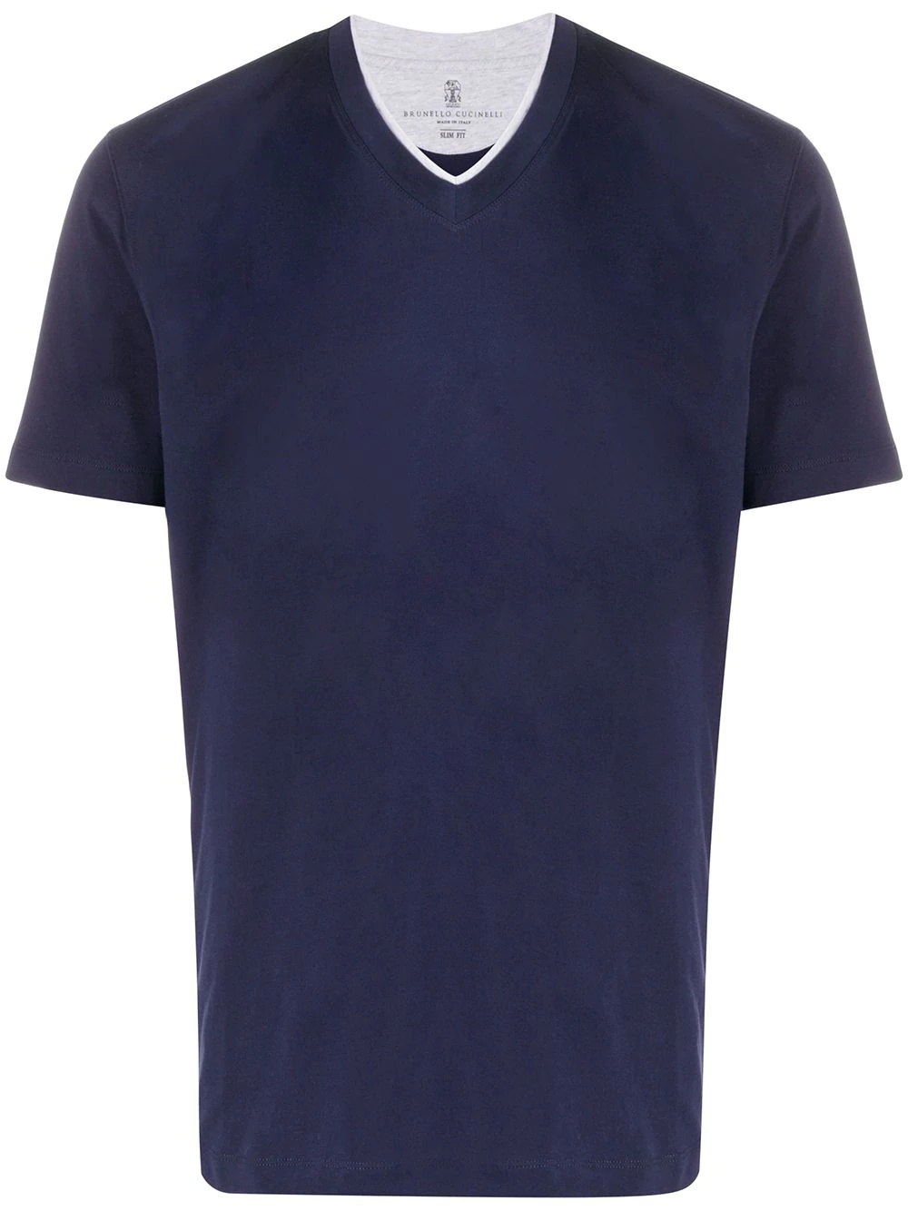 V-neck two-tone T-shirt - 1