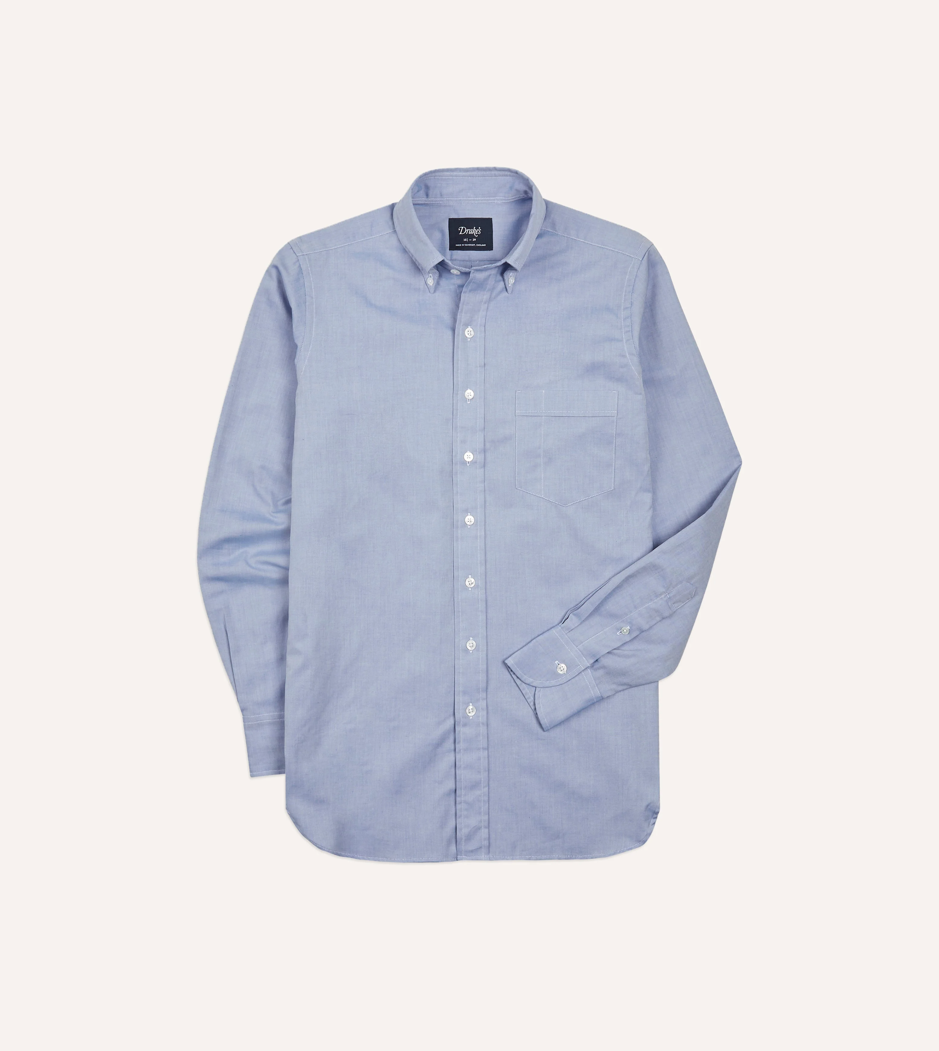 Navy Pinpoint Oxford Cotton Cloth Button-Down Shirt - 1