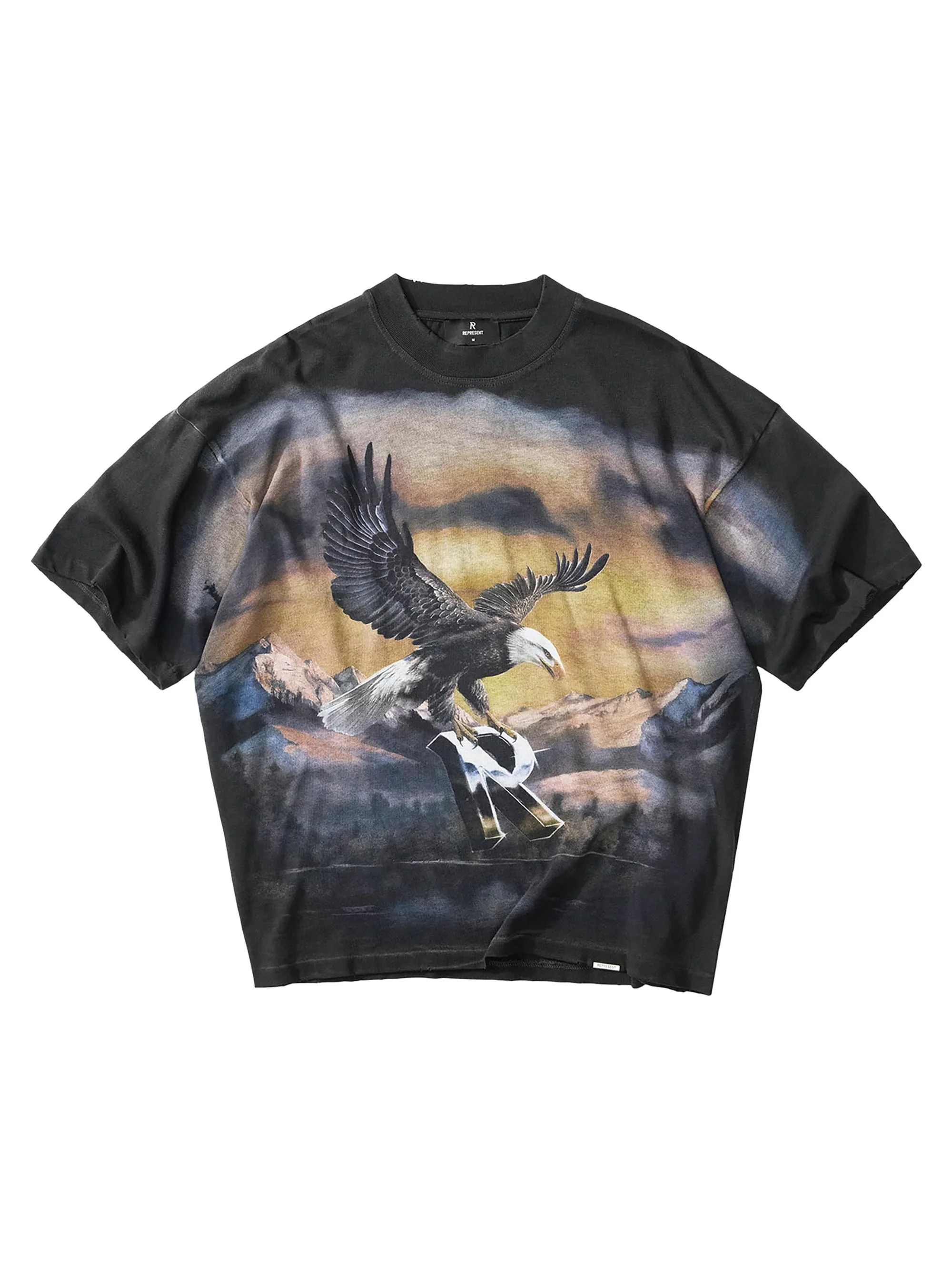 Men's Flight Graphic Cotton T-Shirt - Stained Black - 1