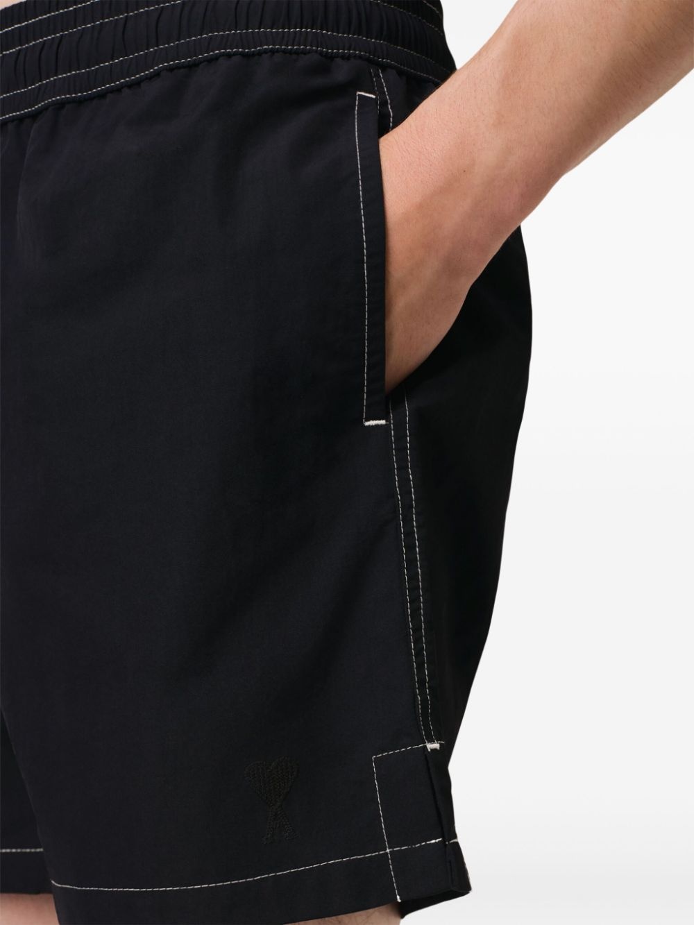 contrast-stitching swim shorts - 6