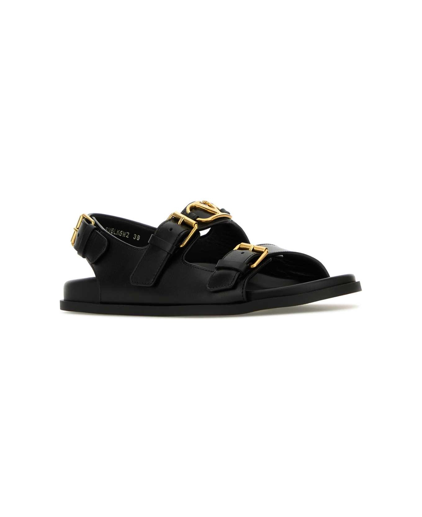 Black Leather Sandals - 2