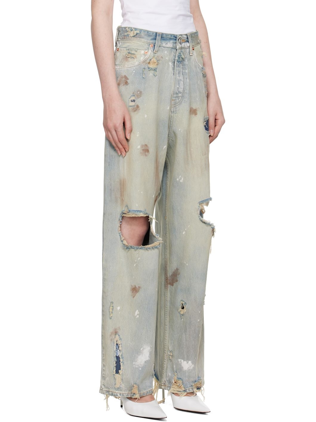Blue Trashed Baggy Jeans - 2