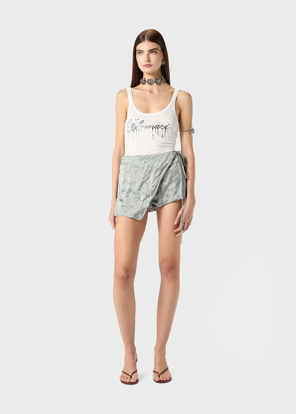 CRINKLED SATIN SHORTS - 2