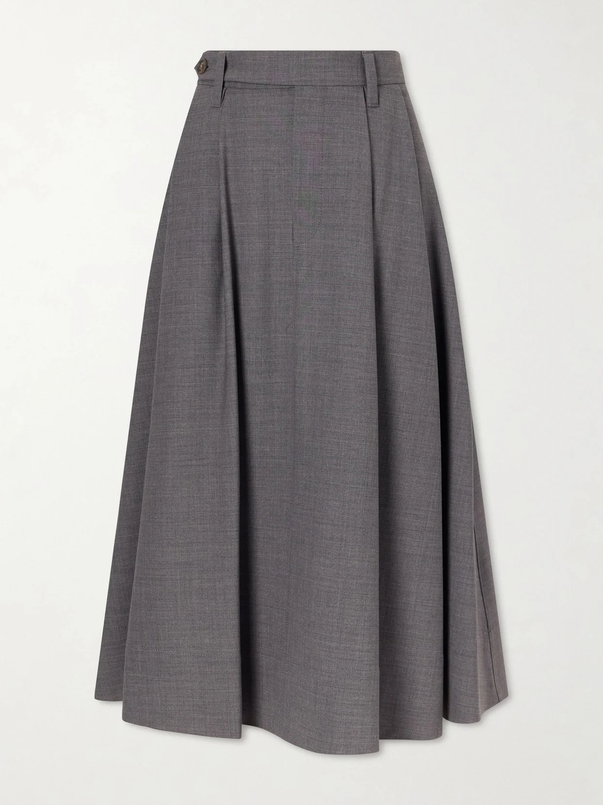 Pleated Wool-blend Midi Skirt - 1