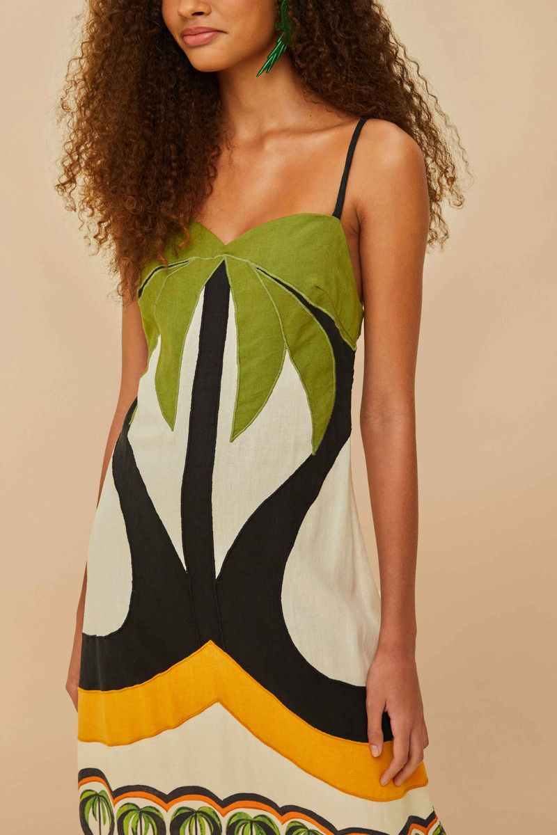 Off-White Coconut Tree Flow Lenzing™ Ecovero™ Euroflax™ Dress 3