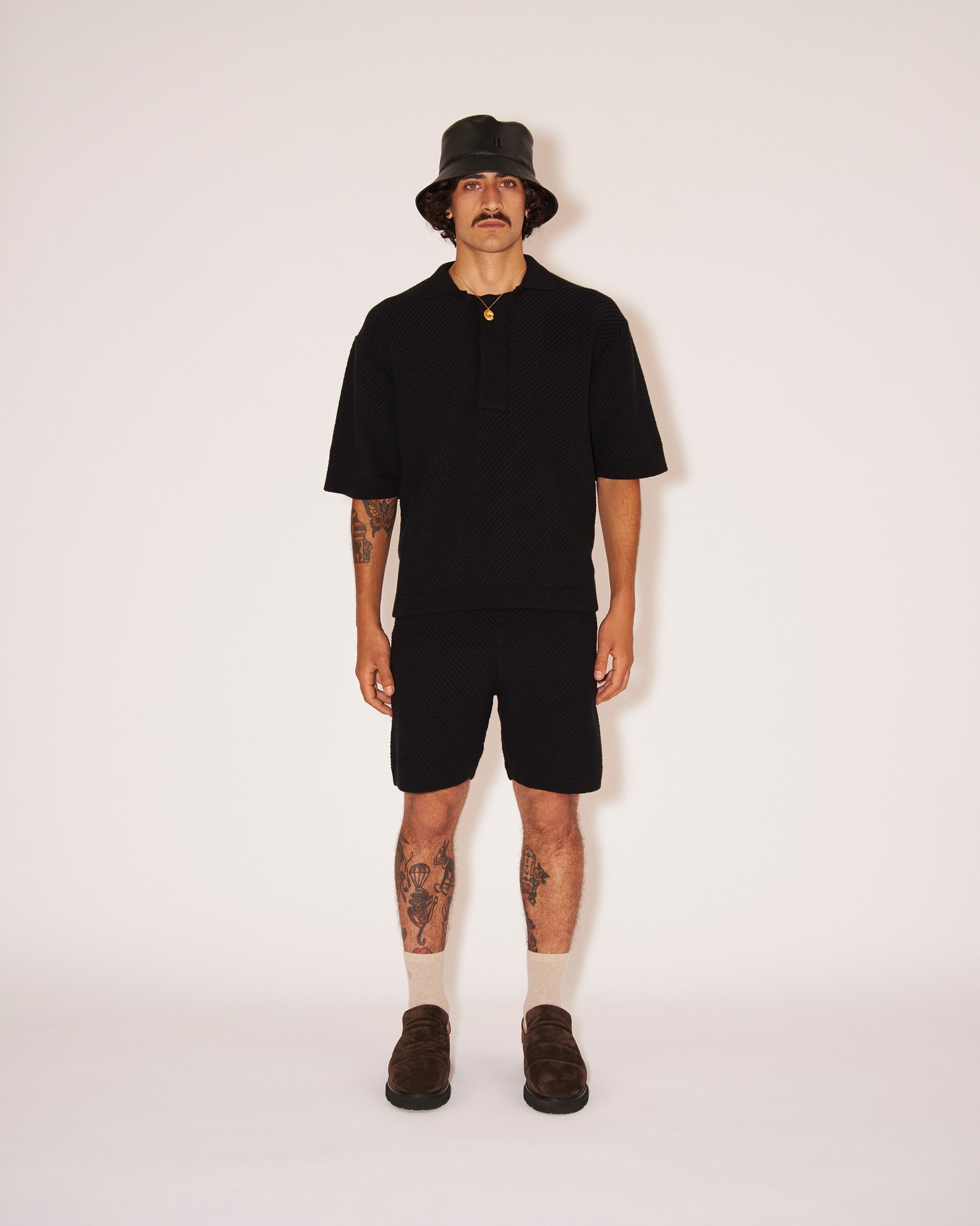 ELAN - Cotton-tweed textured shorts - Black - 2