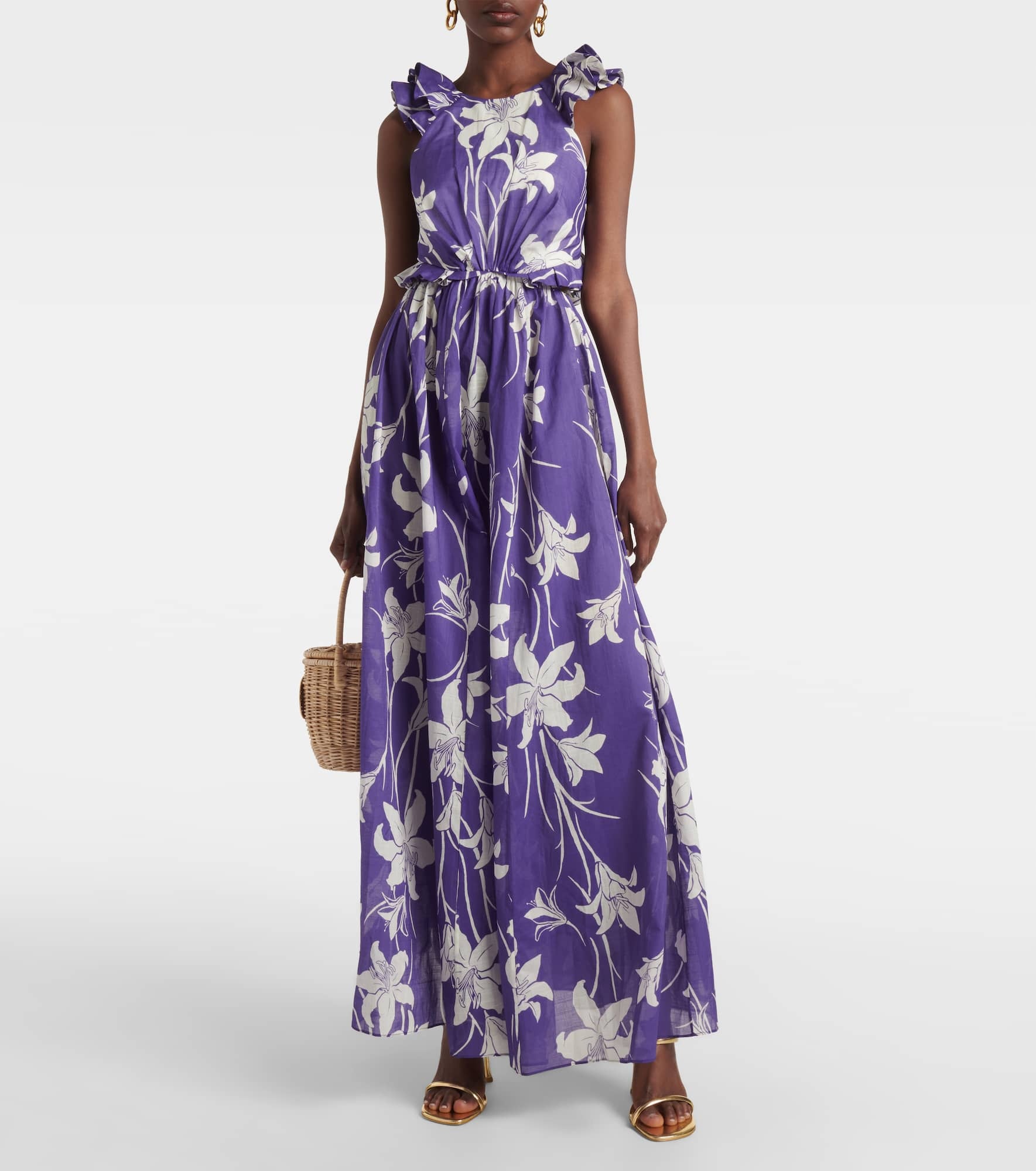 Acadian floral cotton maxi dress - 2
