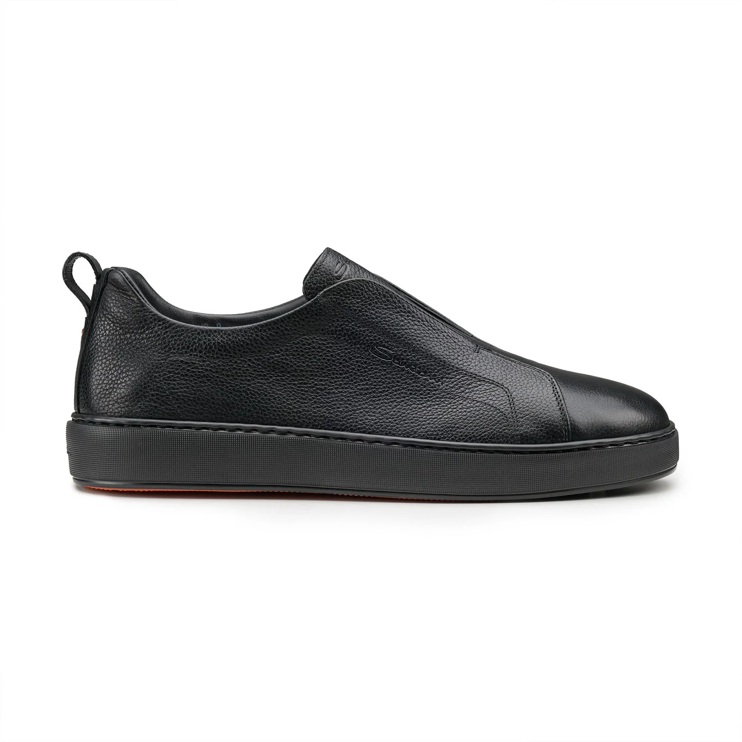 Men's black leather slip-on sneaker - 1