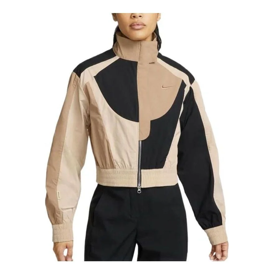 (WMNS) Nike Sportswear Collection Woven Jacket 'Beige Black' DV8308-200 - 1