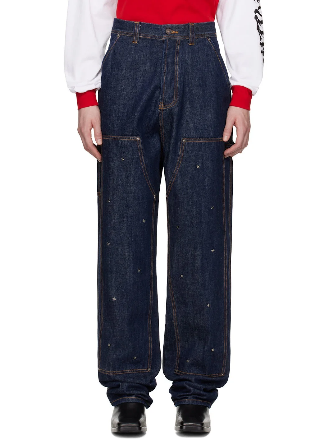 Navy Workwear Multi Rivet Jeans - 1
