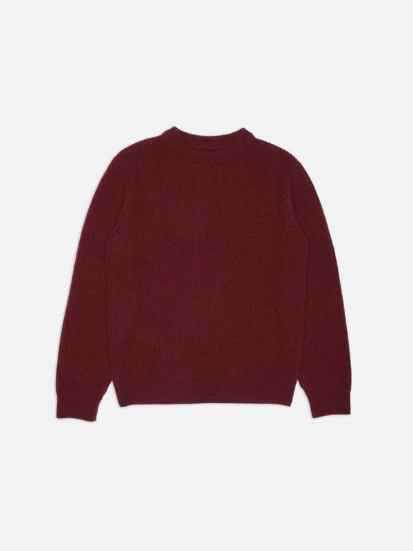 August Rib Wool Sweater Burgundy - 1
