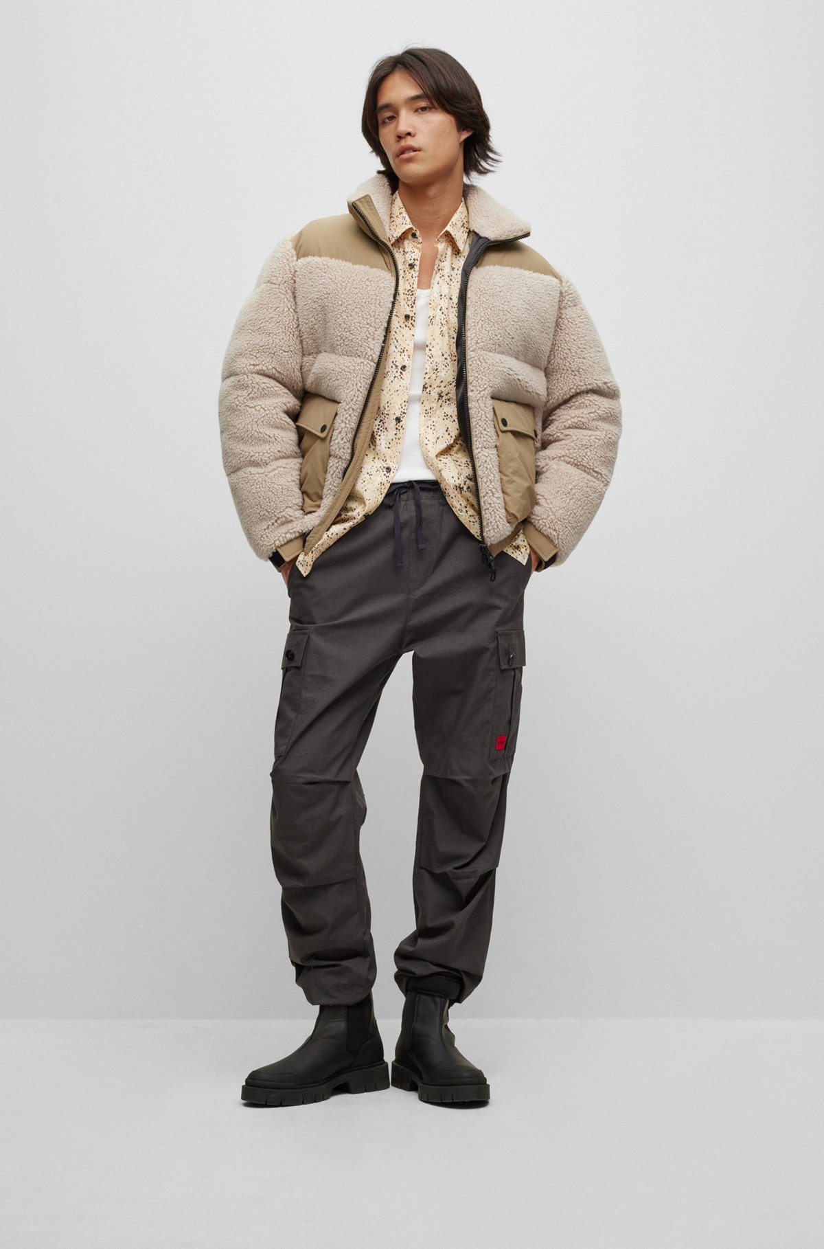 REGULAR-FIT JACKET IN MIXED MATERIALS - 3