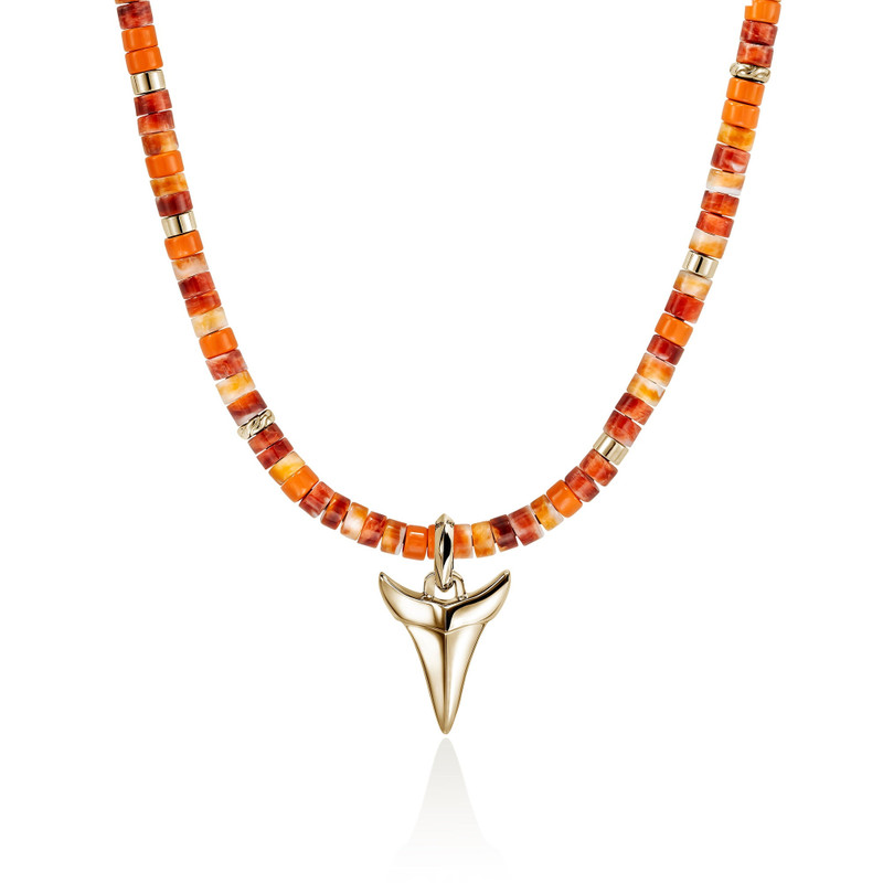 Sharktooth Heishi Necklace, Gold, Hardstones, Enamel, Diamonds 3