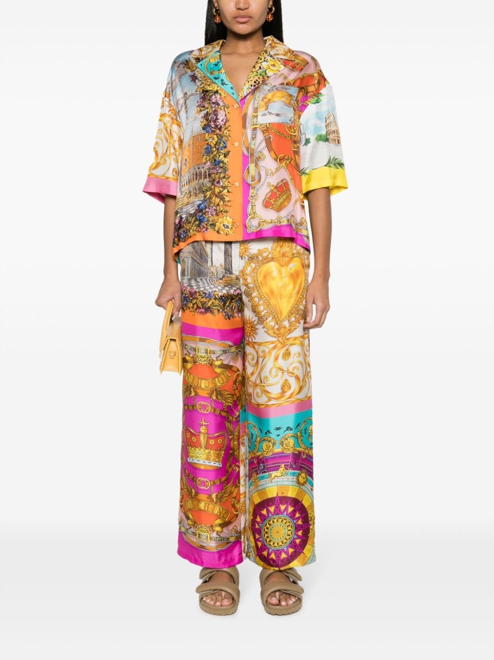 graphic-print silk shirt - 2