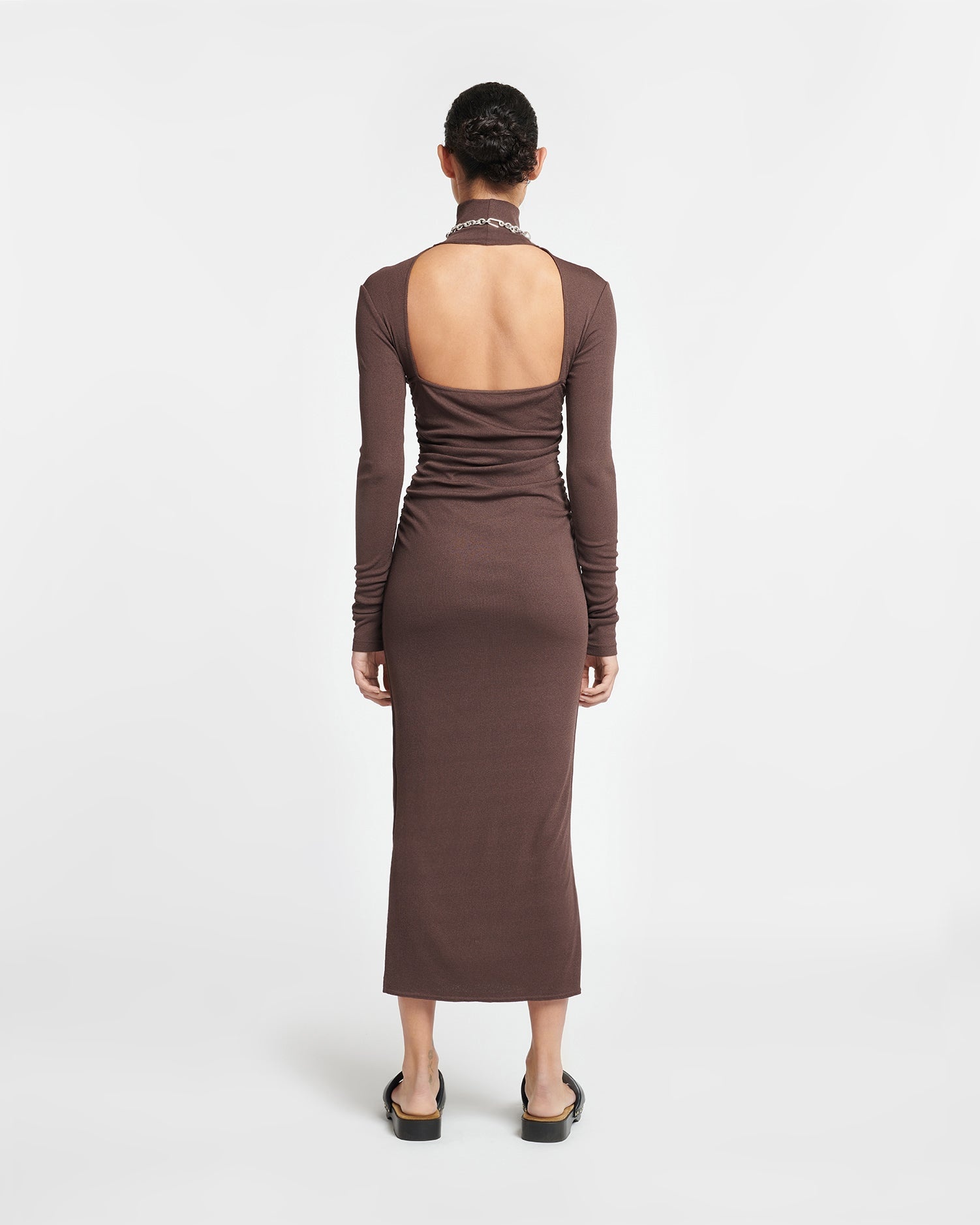 Mesh-Jersey Turtleneck Dress - 3