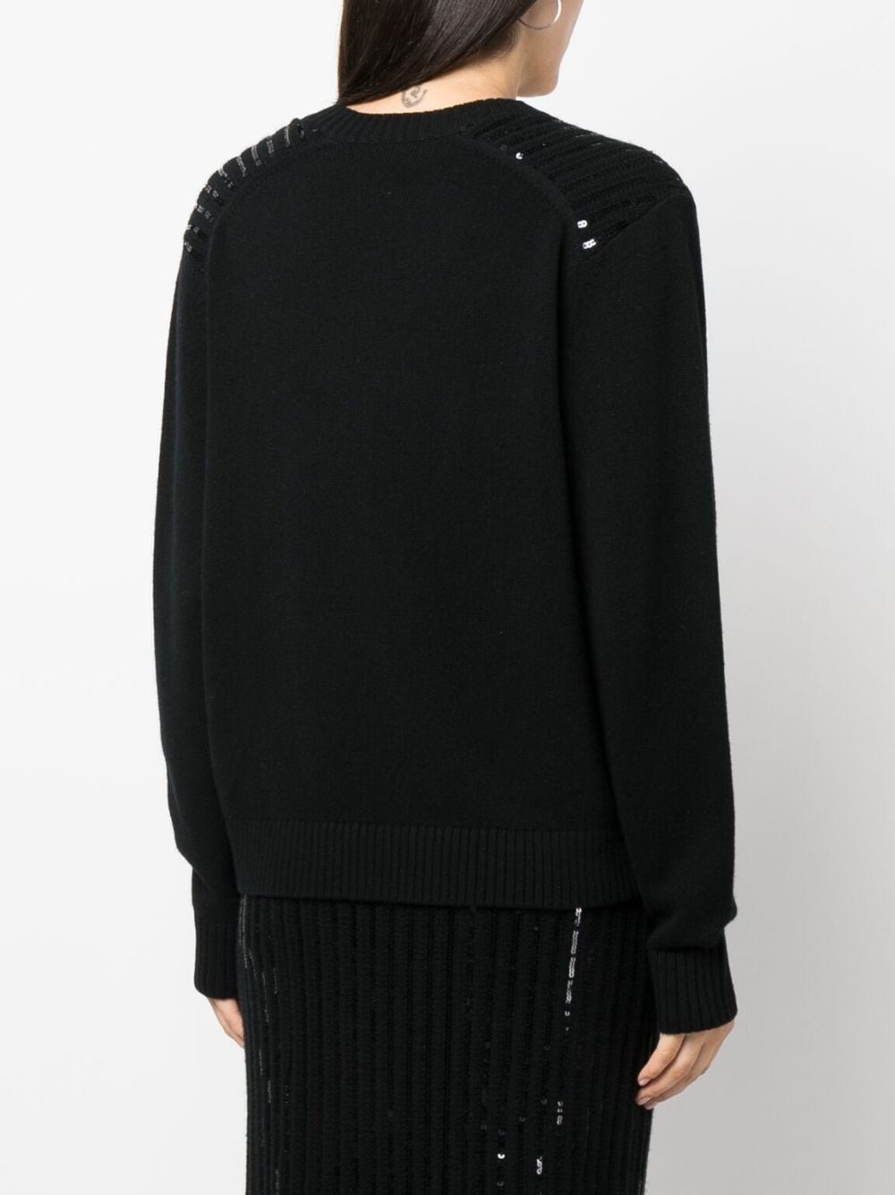 sequin-embroidered V-neck jumper - 4