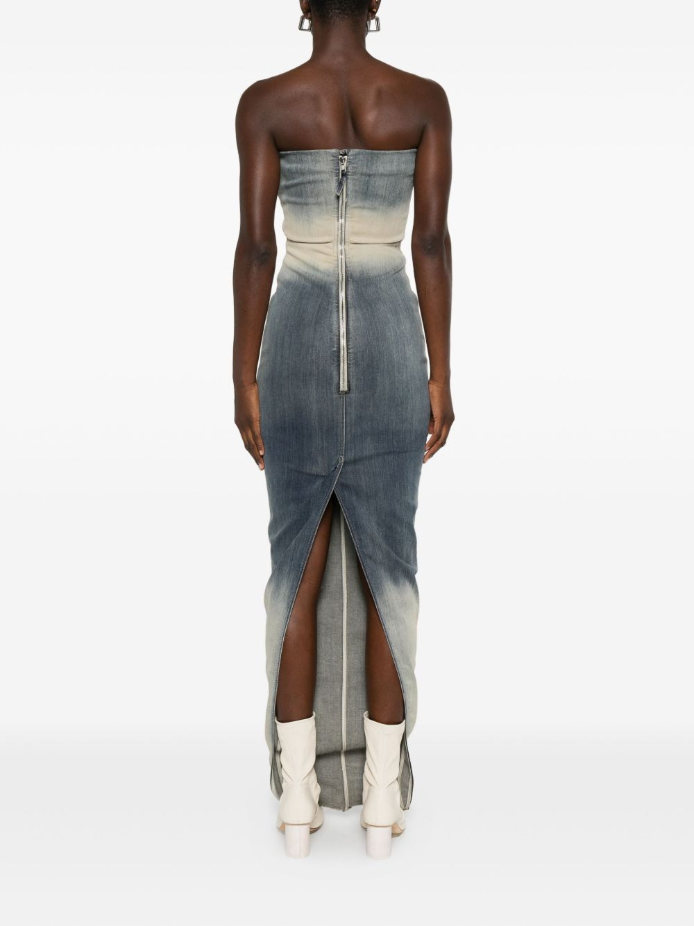 strapless denim dress - 4