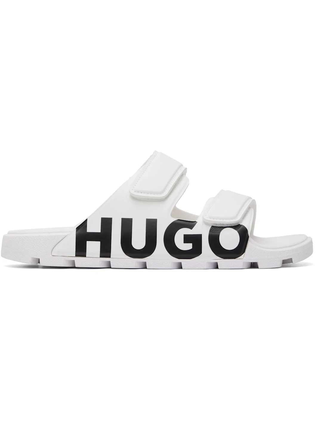 White Double Touch-Closure Straps Logo Sandals - 1