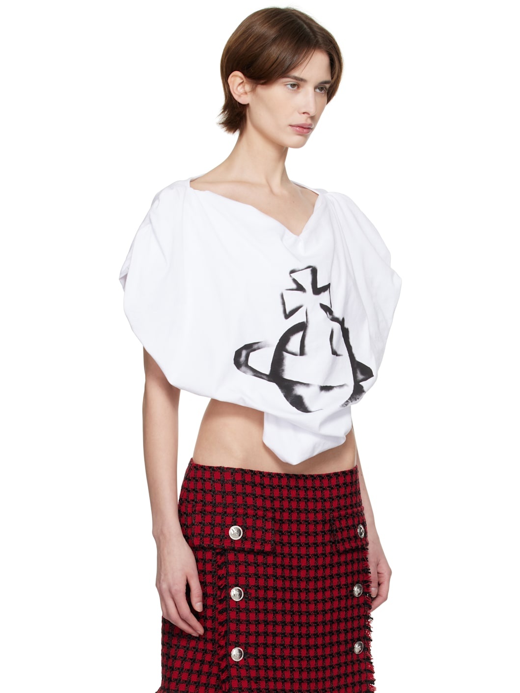 White Stencil Orb Heart Blouse - 2